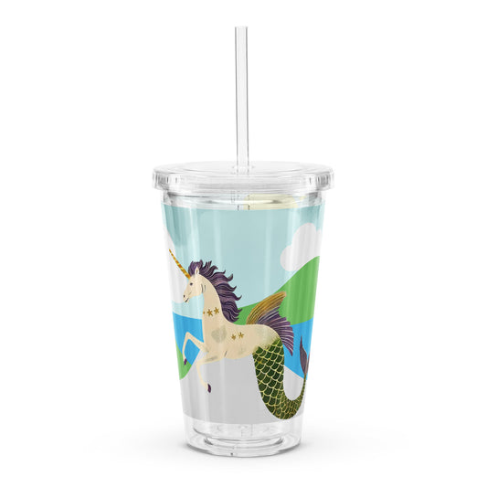Unicorn Mermiad Plastic Tumbler