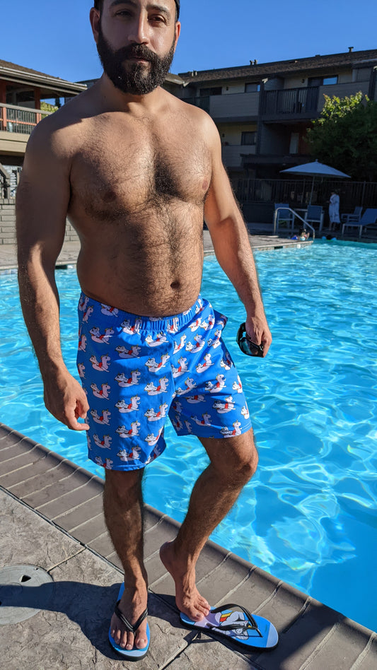 Pool Day Men's Swim Trunks by #unicorntrends