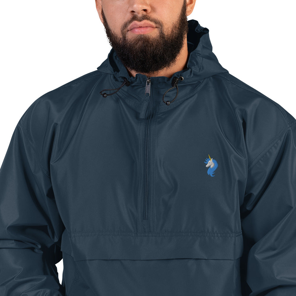 Embroidered Champion Unicorn Logo Packable Wind and Rain Jacket by #unicorntrends