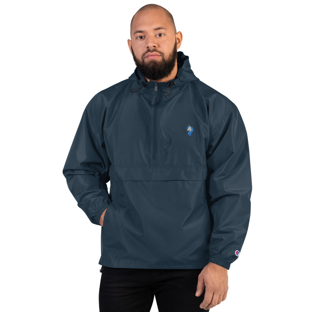 Embroidered Champion Unicorn Logo Packable Wind and Rain Jacket by #unicorntrends