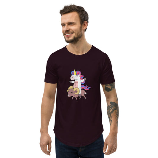 Aries Unicorn Men's Curved Hem T-Shirt by #unicorntrends
