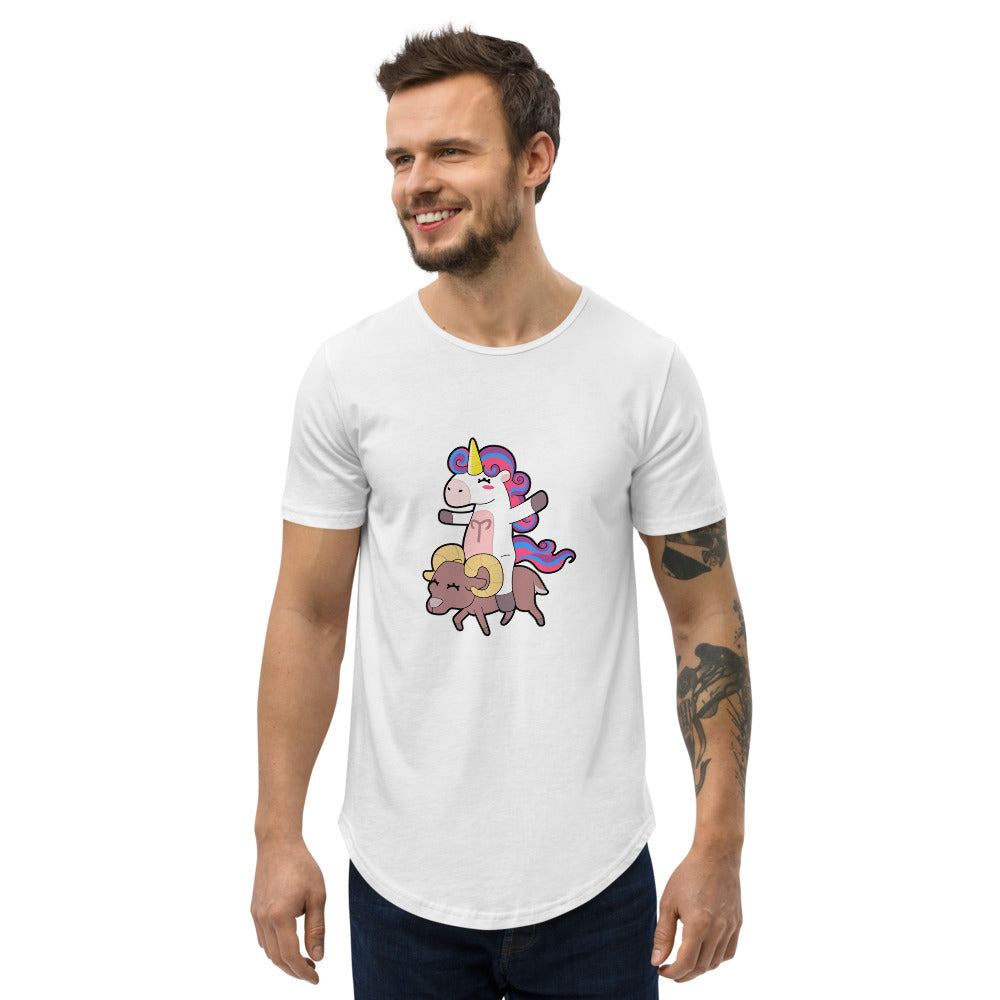 Aries Unicorn Men's Curved Hem T-Shirt by #unicorntrends