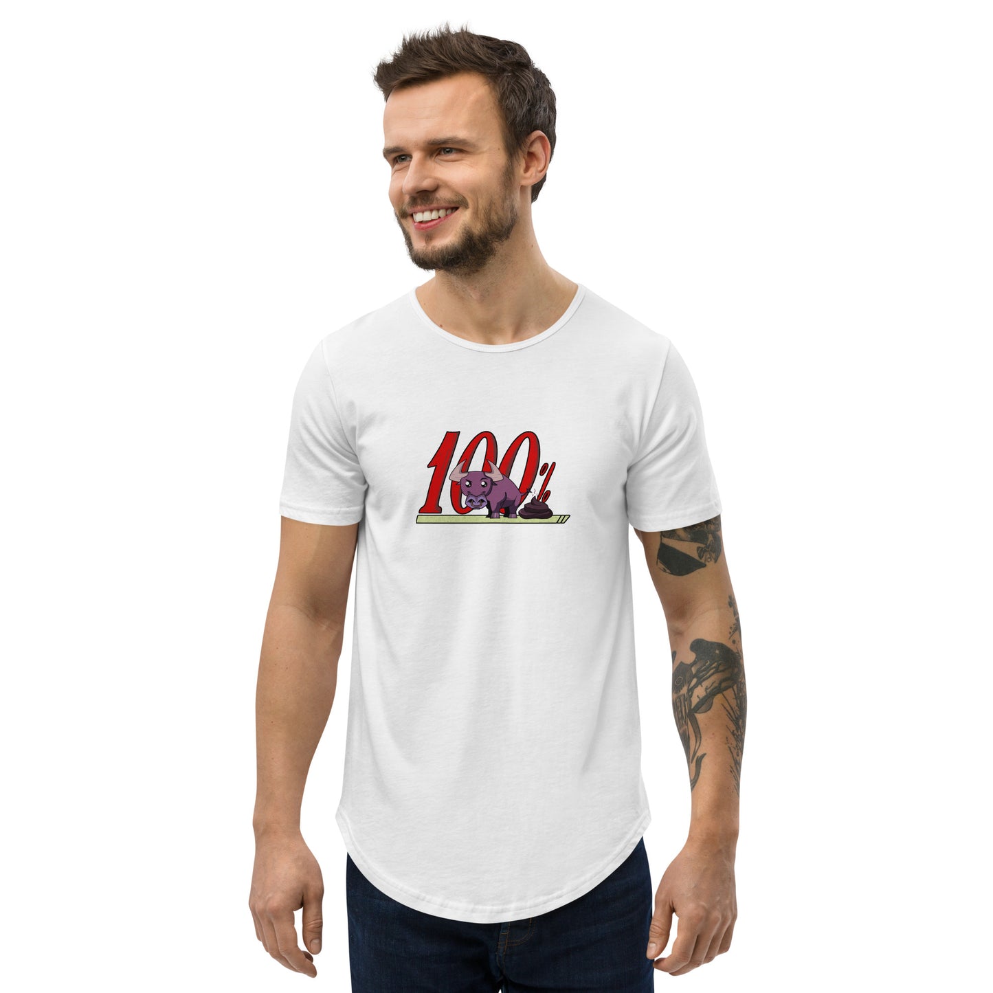 100% BS Men's Curved Hem T-Shirt by #unicorntrends