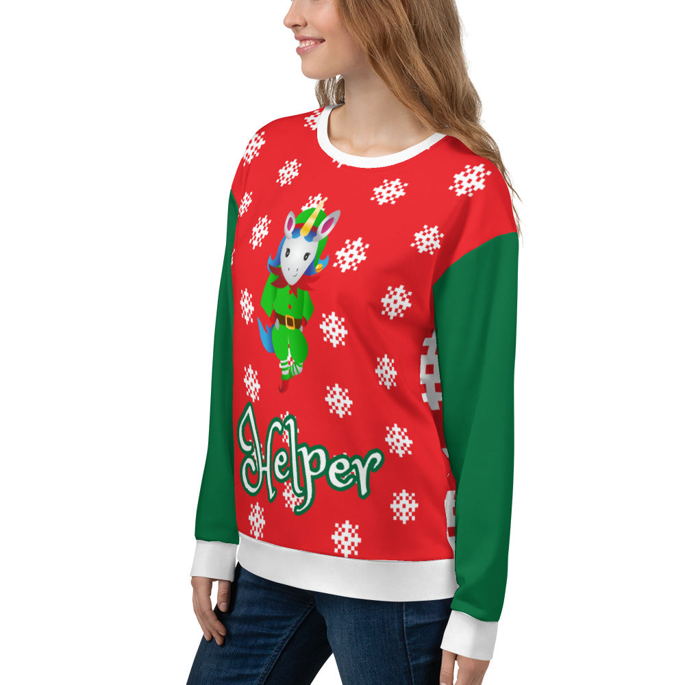 Helper Unicorn Ugly Christmas Sweatshirt by Sovereign