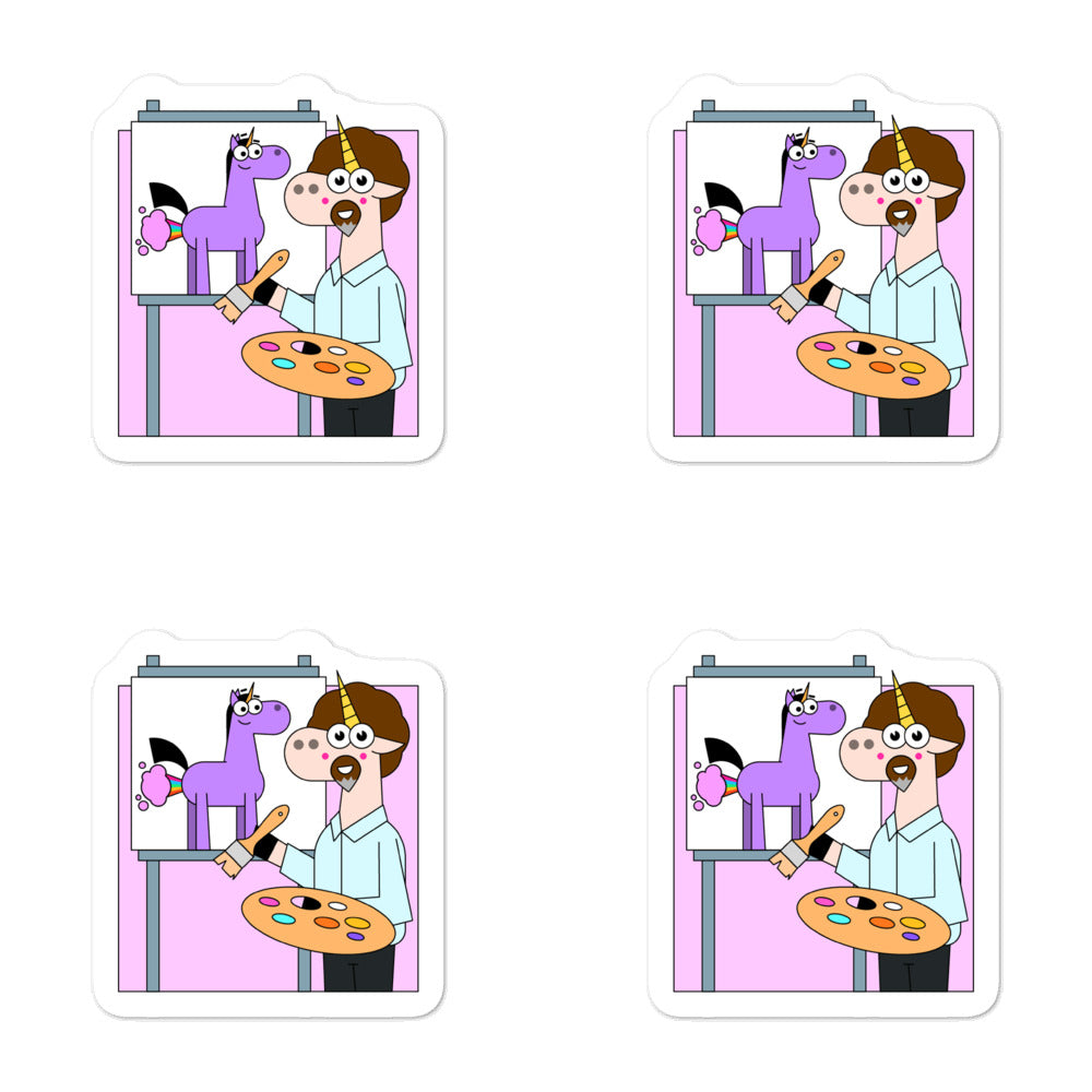 Unicorn Bob Painting Happy Acidents Sticker by Be a Unicorn