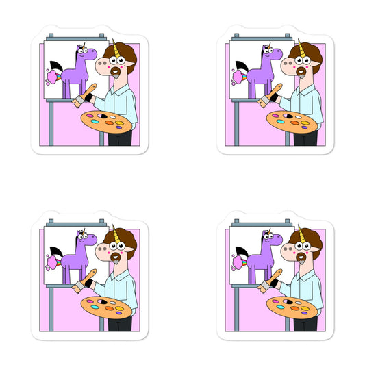 Unicorn Bob Painting Happy Acidents Sticker by Be a Unicorn