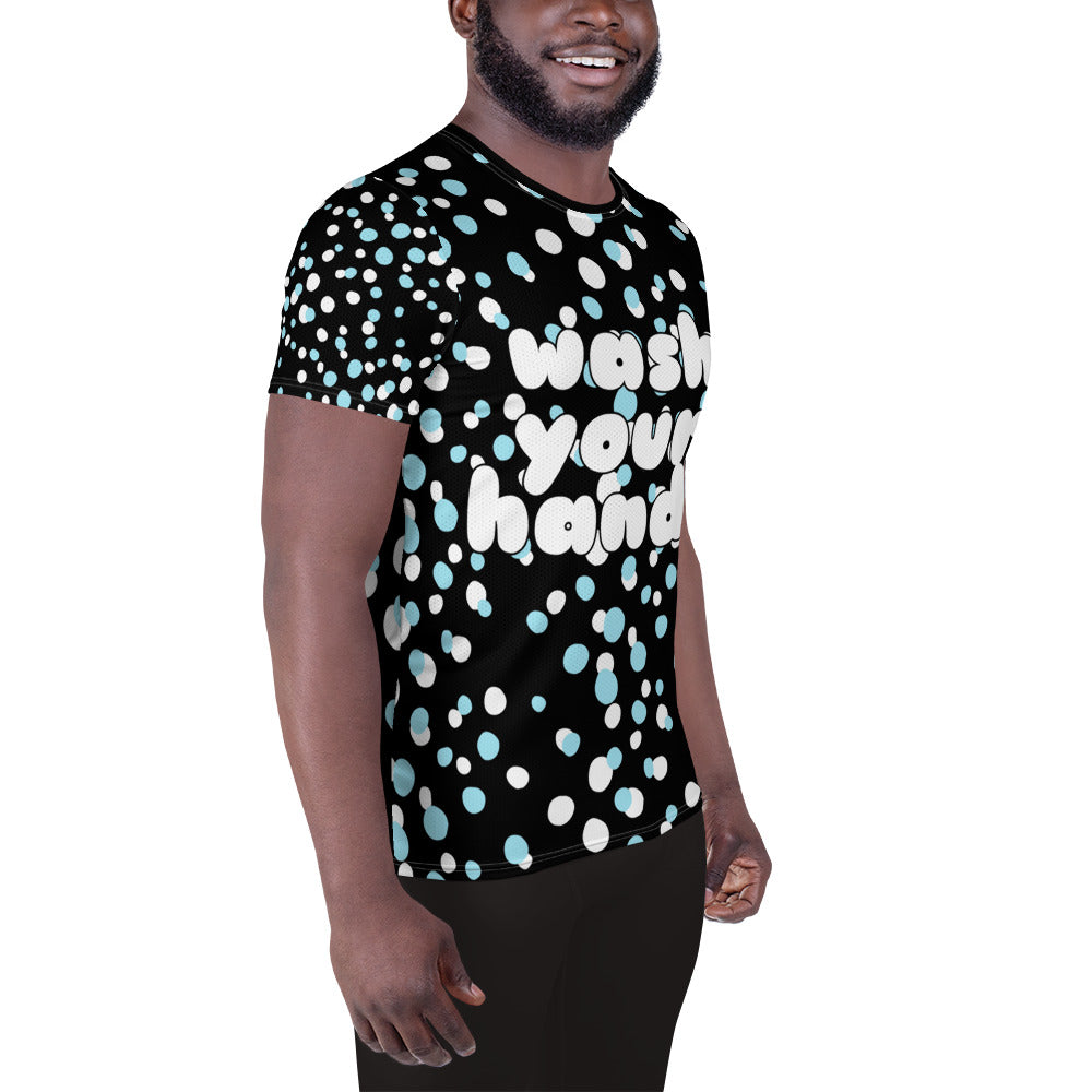 Wash you Hands All-Over Print Men's Athletic T-shirt by Sovereign