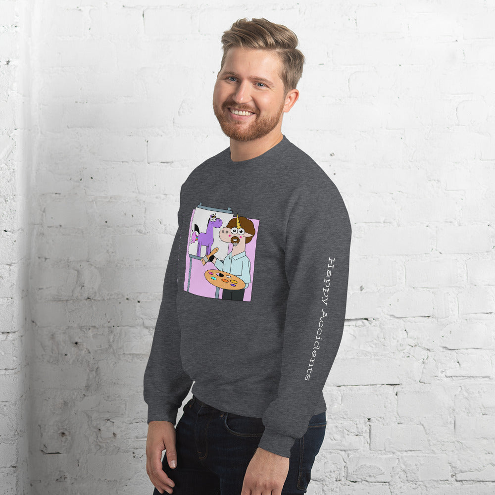 Unicorn Bob Painting Happy Accidents Sweatshirt by Be a Unicorn