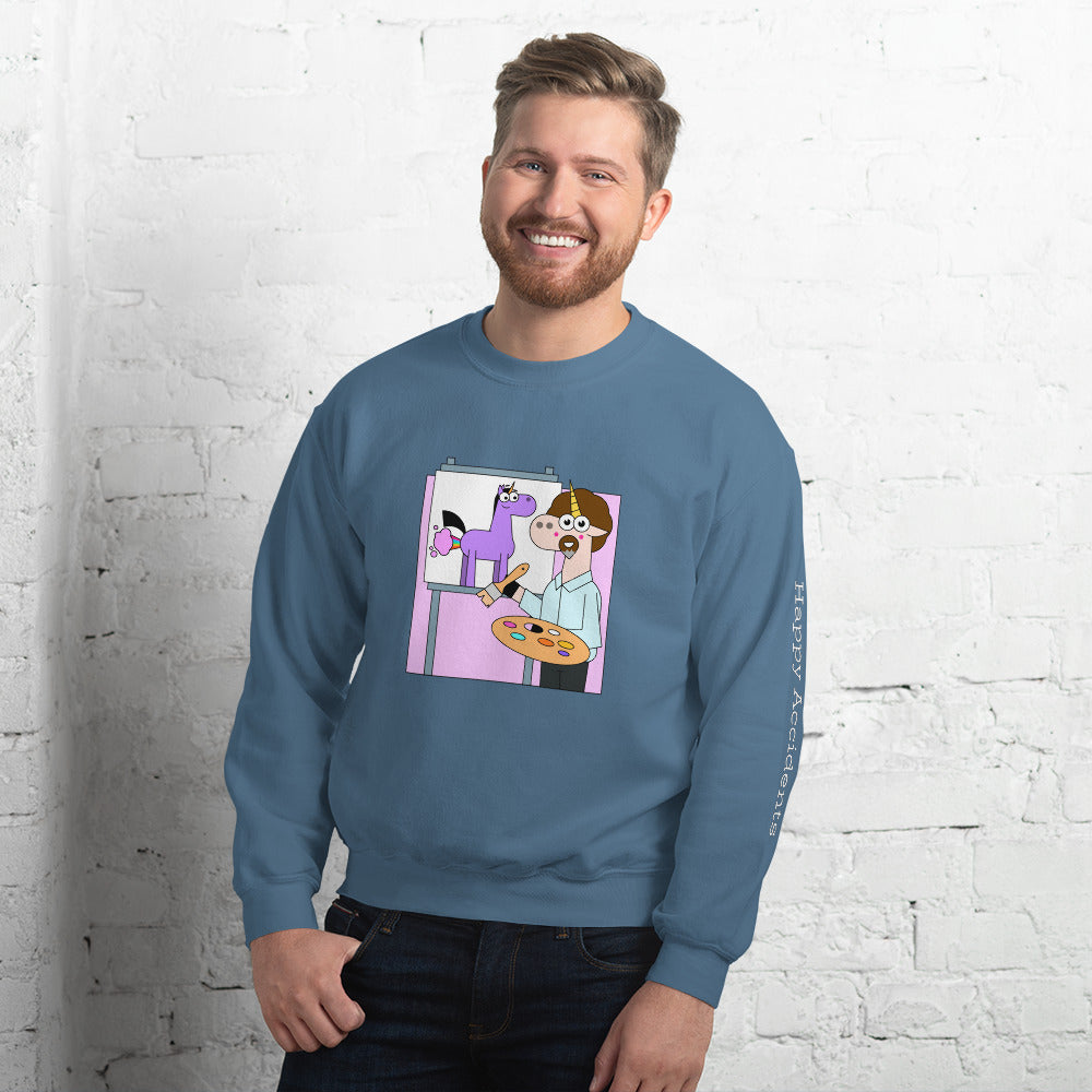 Unicorn Bob Painting Happy Accidents Sweatshirt by Be a Unicorn