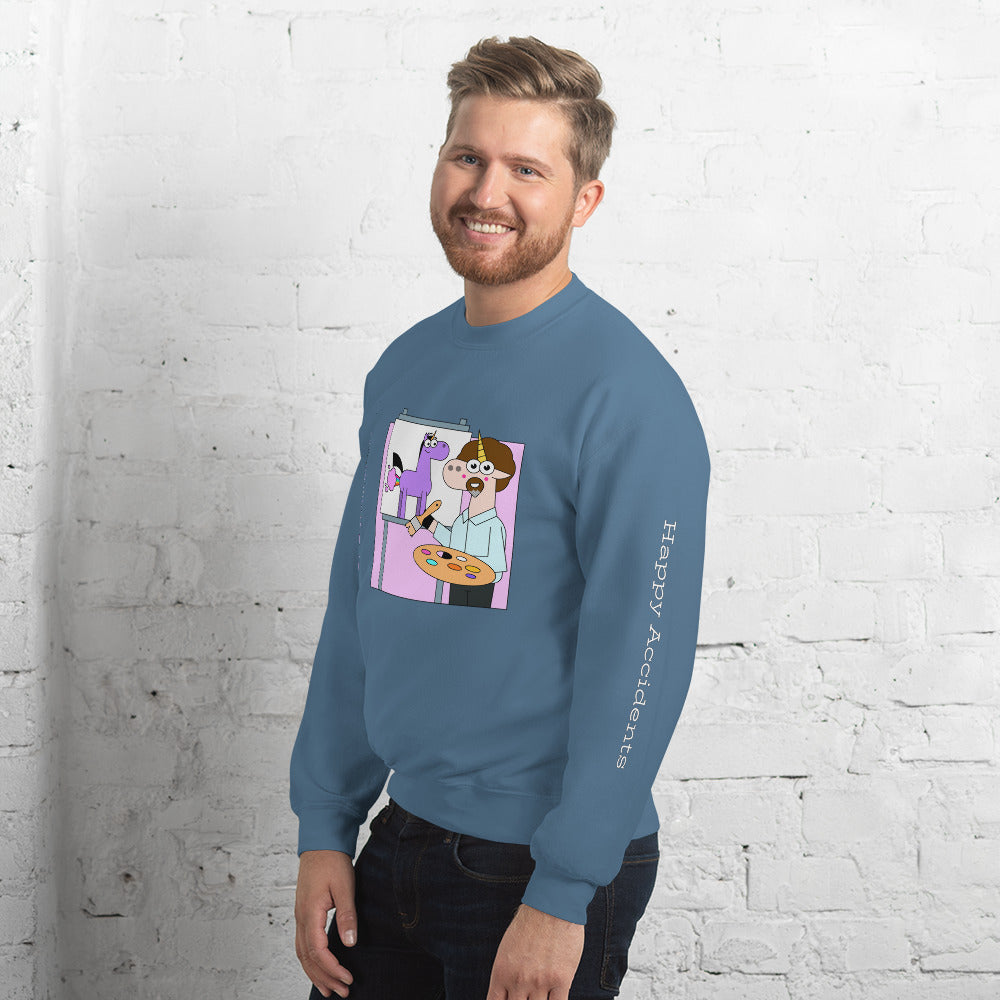 Unicorn Bob Painting Happy Accidents Sweatshirt by Be a Unicorn