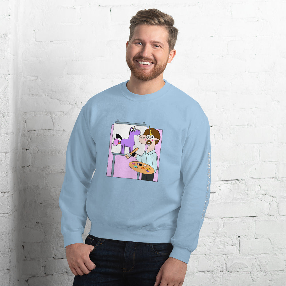 Unicorn Bob Painting Happy Accidents Sweatshirt by Be a Unicorn