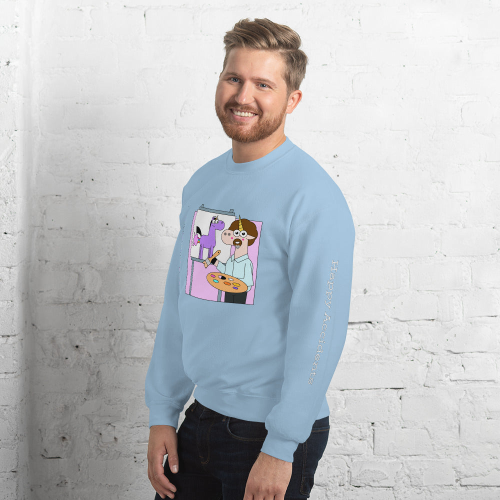 Unicorn Bob Painting Happy Accidents Sweatshirt by Be a Unicorn
