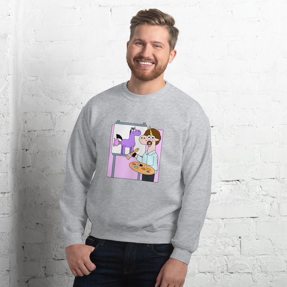 Unicorn Bob Painting Happy Accidents Sweatshirt by Be a Unicorn