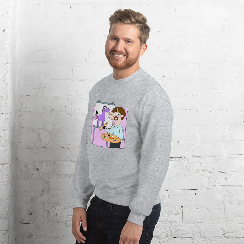 Unicorn Bob Painting Happy Accidents Sweatshirt by Be a Unicorn