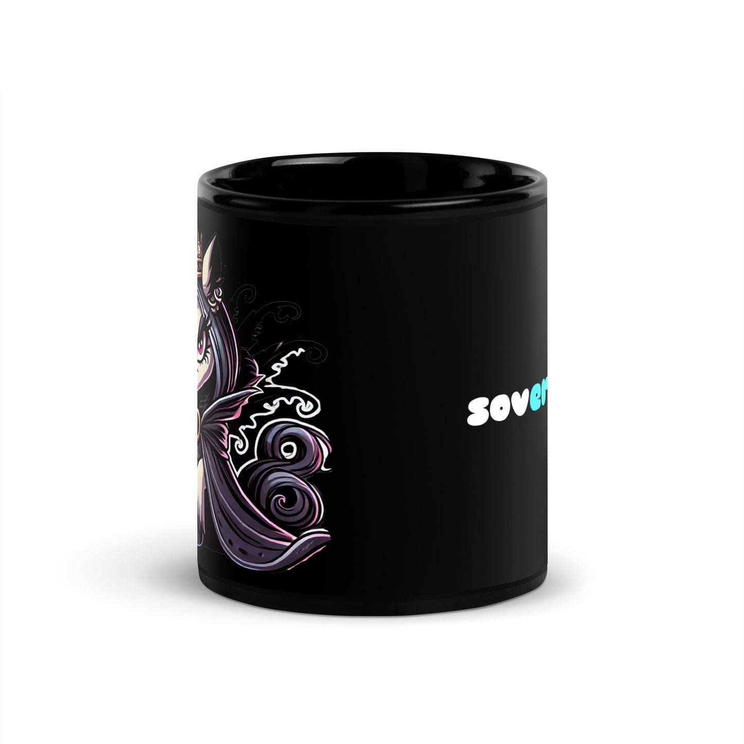 Wicked Queen Unicorn Black Glossy Mug