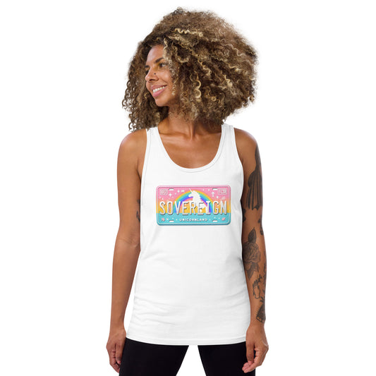 Sovereign Unicorn License Plate Tank Top