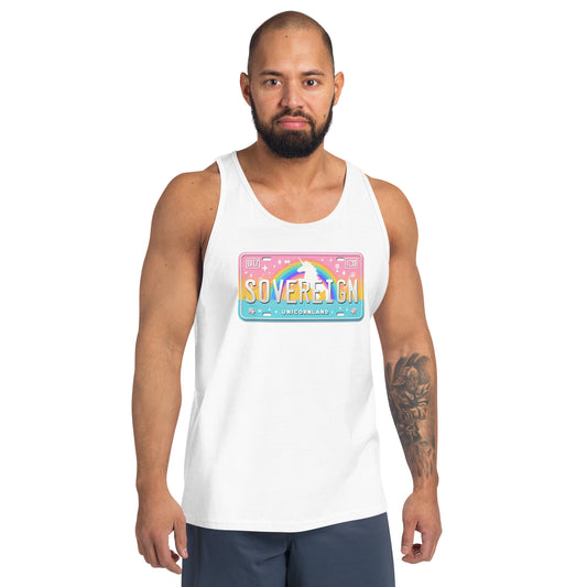 Sovereign Unicorn License Plate Tank Top