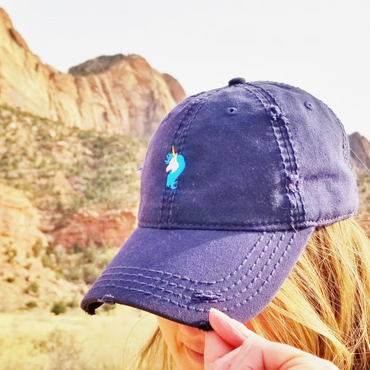 Unicorns and Stuff Logo Distressed Hat by #unicorntrends