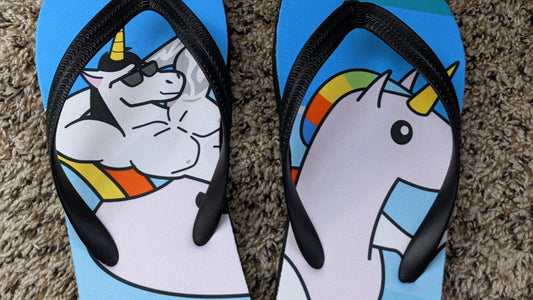 #unicorntrends Unicorn Pool Day Flip Flops