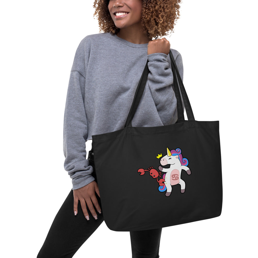 Cancer Unicorn Large Tote Bag by #unicorntrends