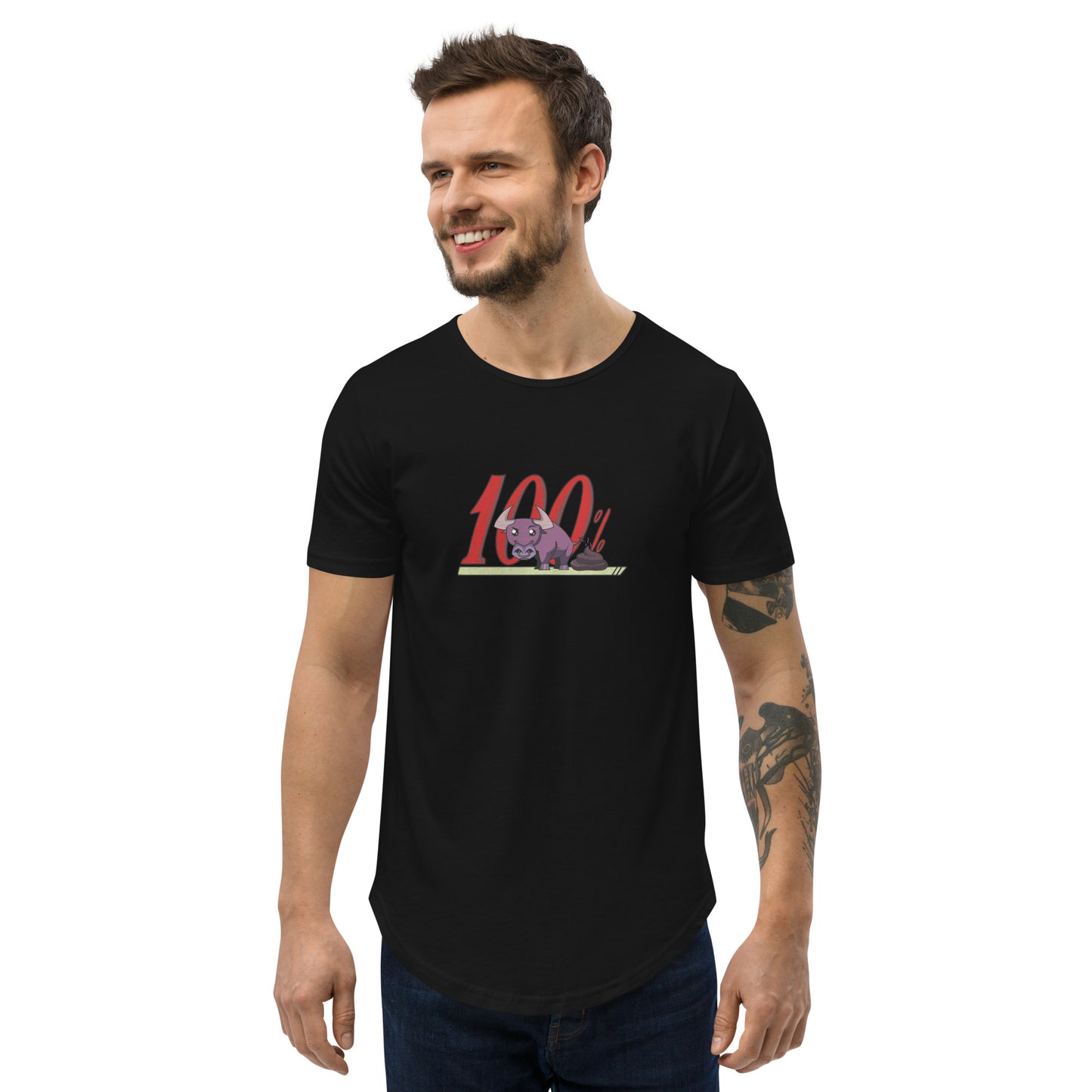 100% BS Men's Curved Hem T-Shirt by #unicorntrends