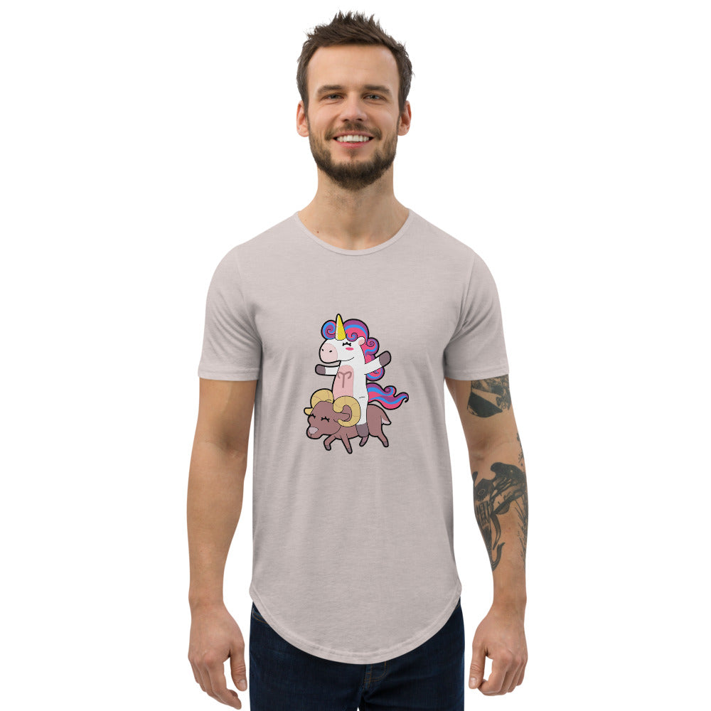 Aries Unicorn Men's Curved Hem T-Shirt by #unicorntrends