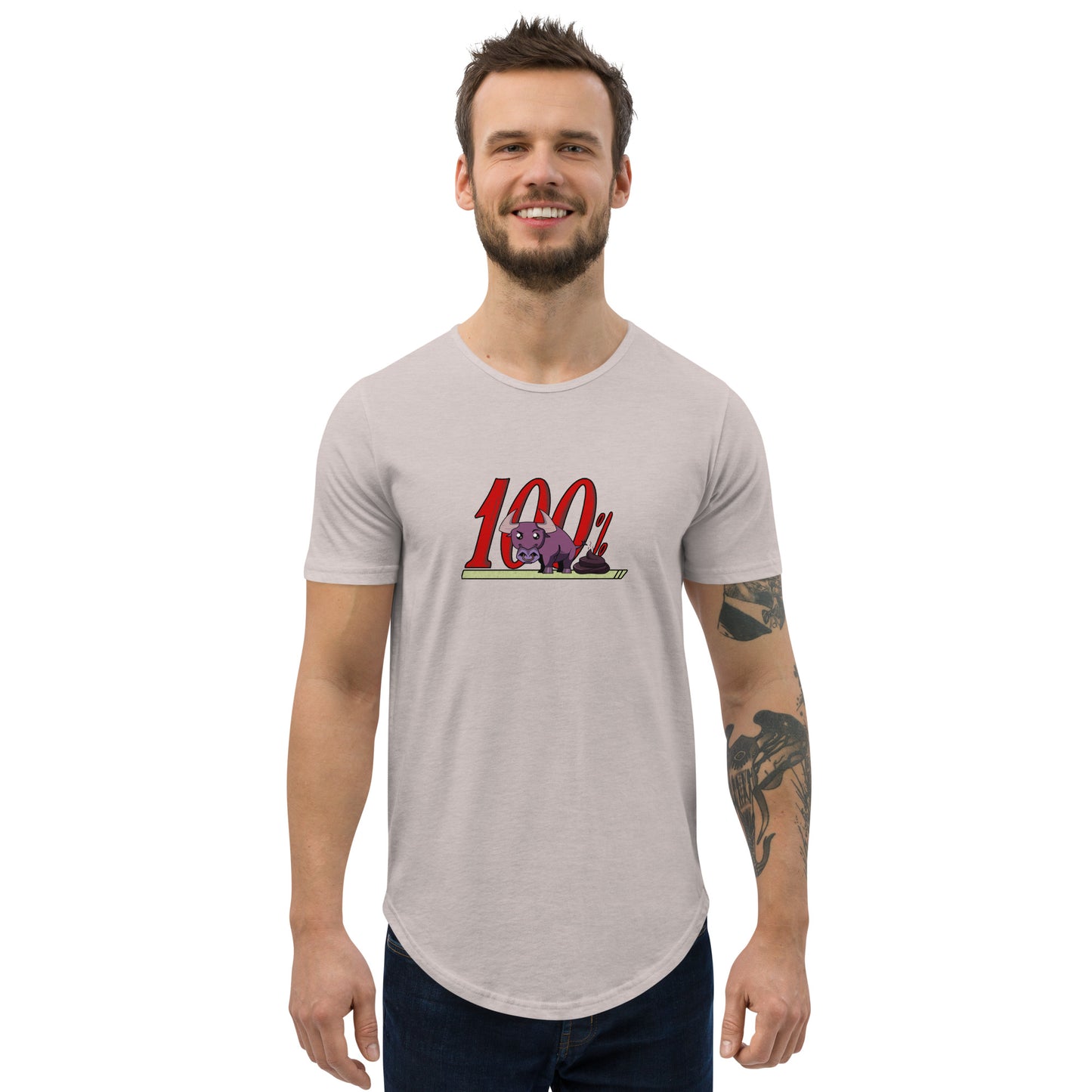 100% BS Men's Curved Hem T-Shirt by #unicorntrends