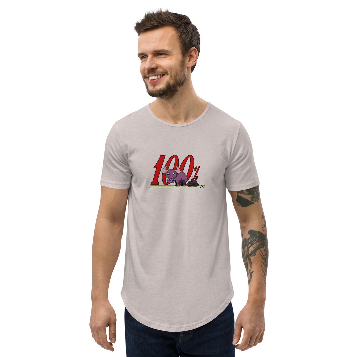 100% BS Men's Curved Hem T-Shirt by #unicorntrends