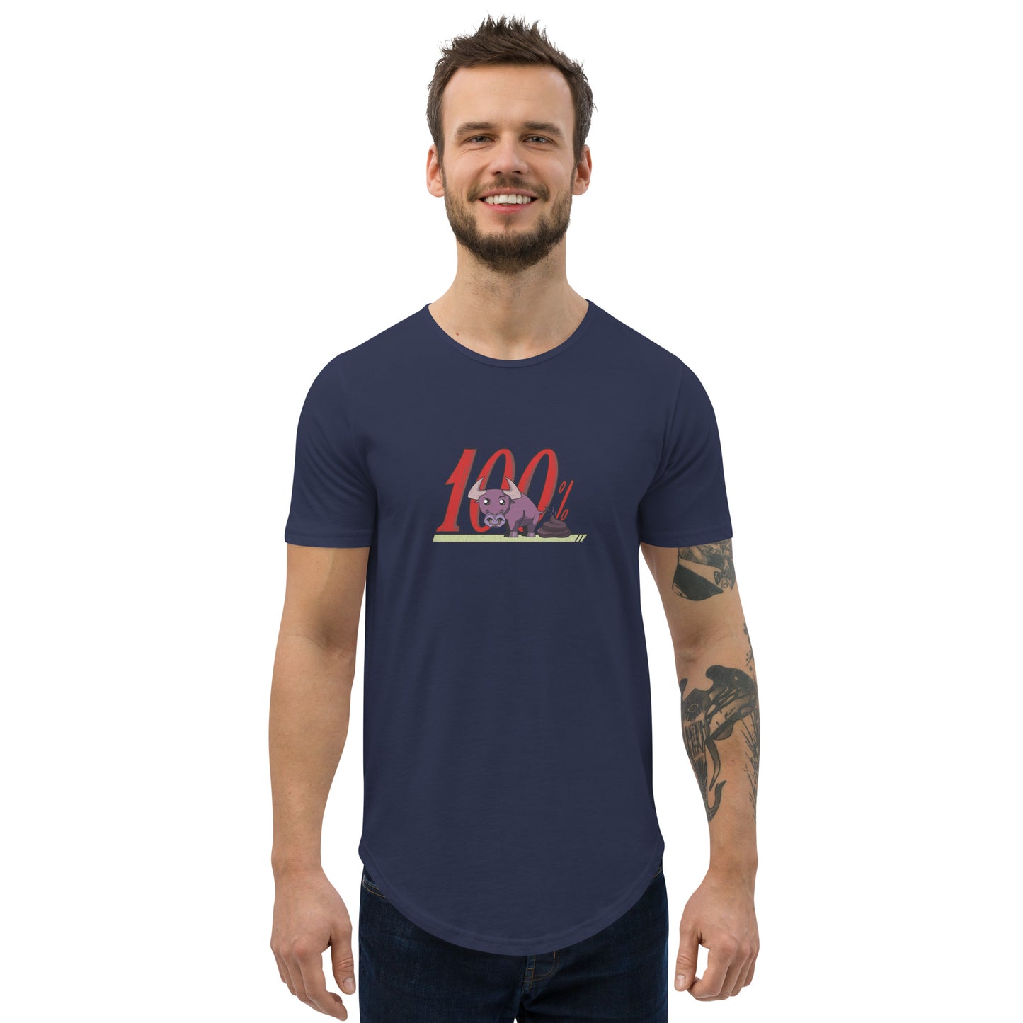 100% BS Men's Curved Hem T-Shirt by #unicorntrends