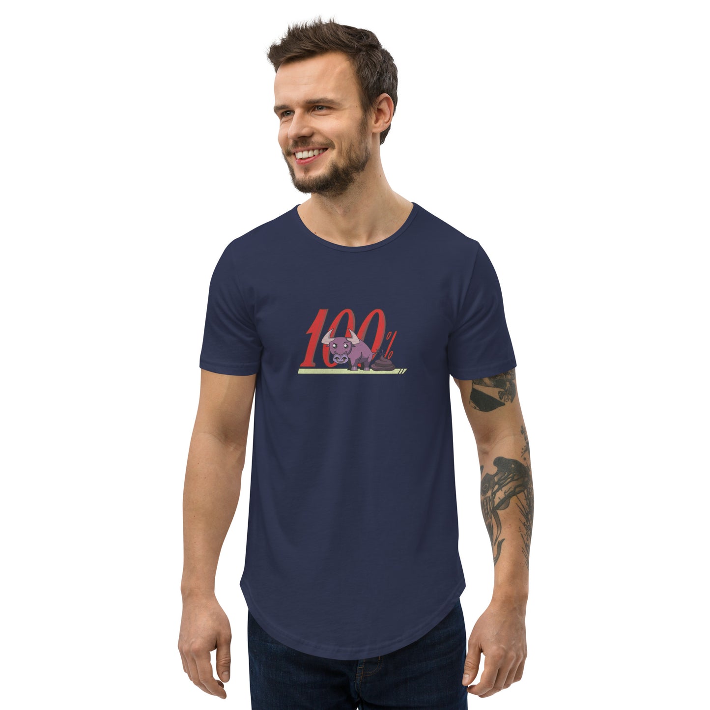 100% BS Men's Curved Hem T-Shirt by #unicorntrends
