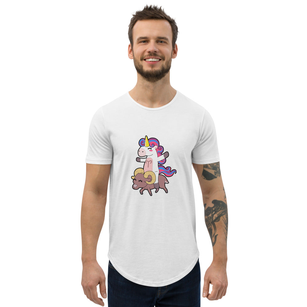 Aries Unicorn Men's Curved Hem T-Shirt by #unicorntrends
