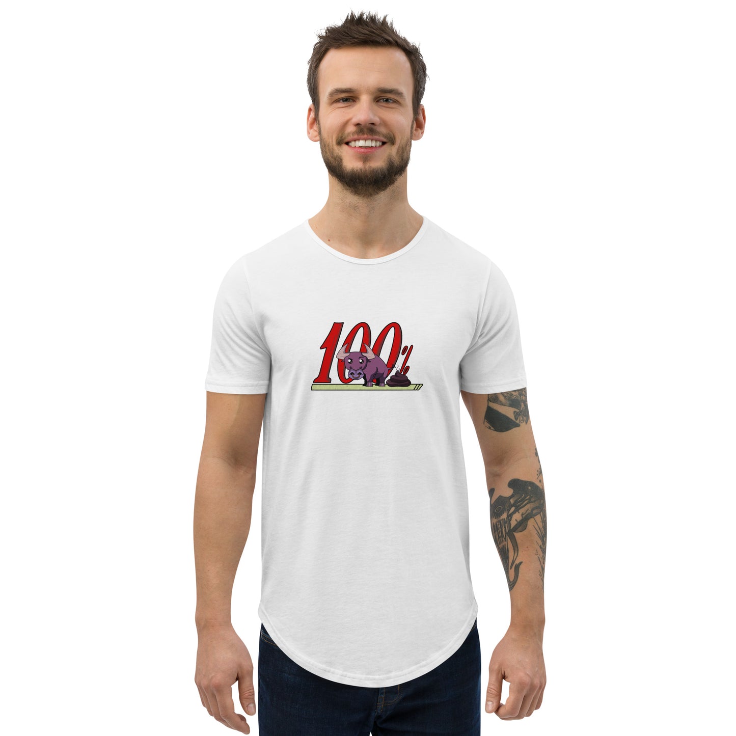 100% BS Men's Curved Hem T-Shirt by #unicorntrends
