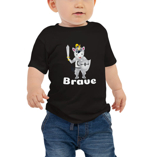 Brave Unicorn Baby Tshirt by Sovereign