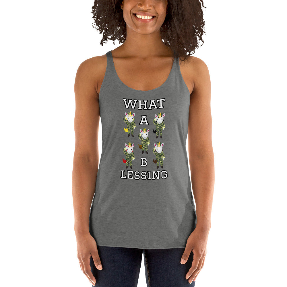 What a Blessing Unicorn Army Racerback Ladies Tank by Sovereign