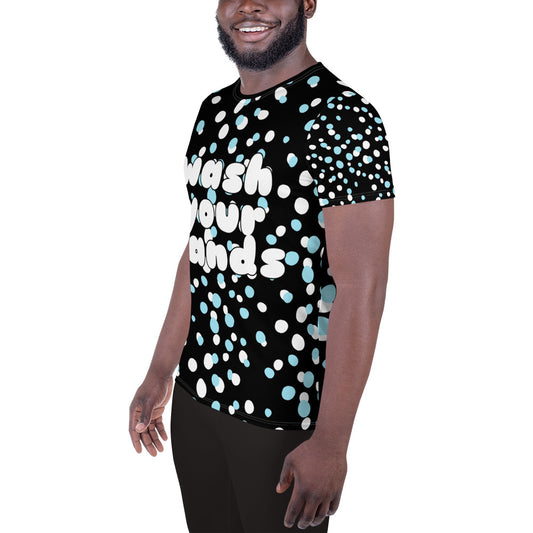 Wash you Hands All-Over Print Men's Athletic T-shirt by Sovereign