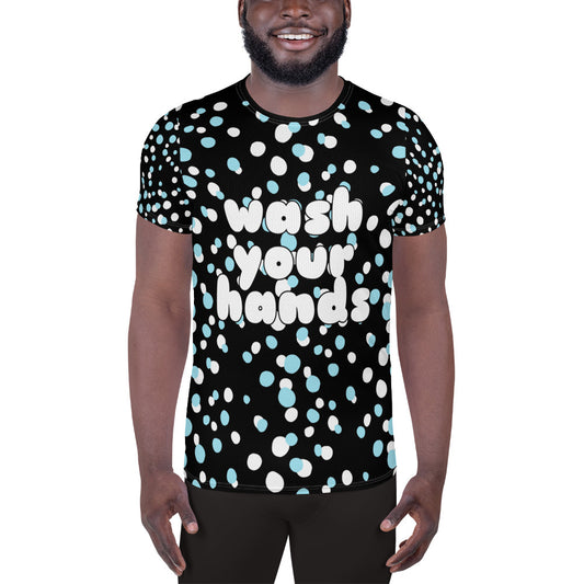 Wash you Hands All-Over Print Men's Athletic T-shirt by Sovereign