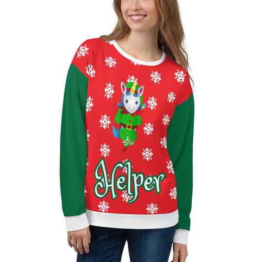 Helper Unicorn Ugly Christmas Sweatshirt by Sovereign