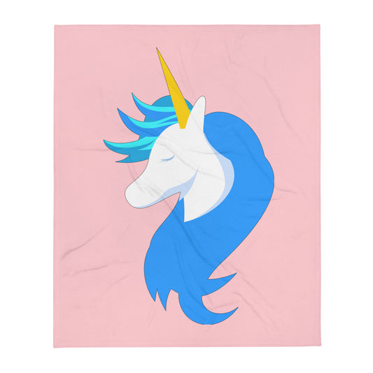 Unicorn Logo Pink Throw Blanket by #unicorntrends