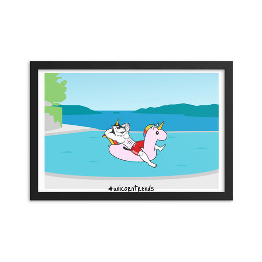 Rare #unicorntrends - Unicorn Floating on Unicorn Float Framed Poster