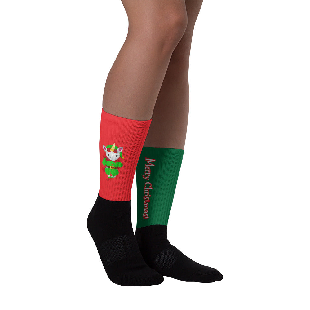 Ho Ho Ho Merry Christmas Santa and Santa's Helper Socks