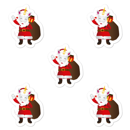 Santa Unicorn Sticker Set