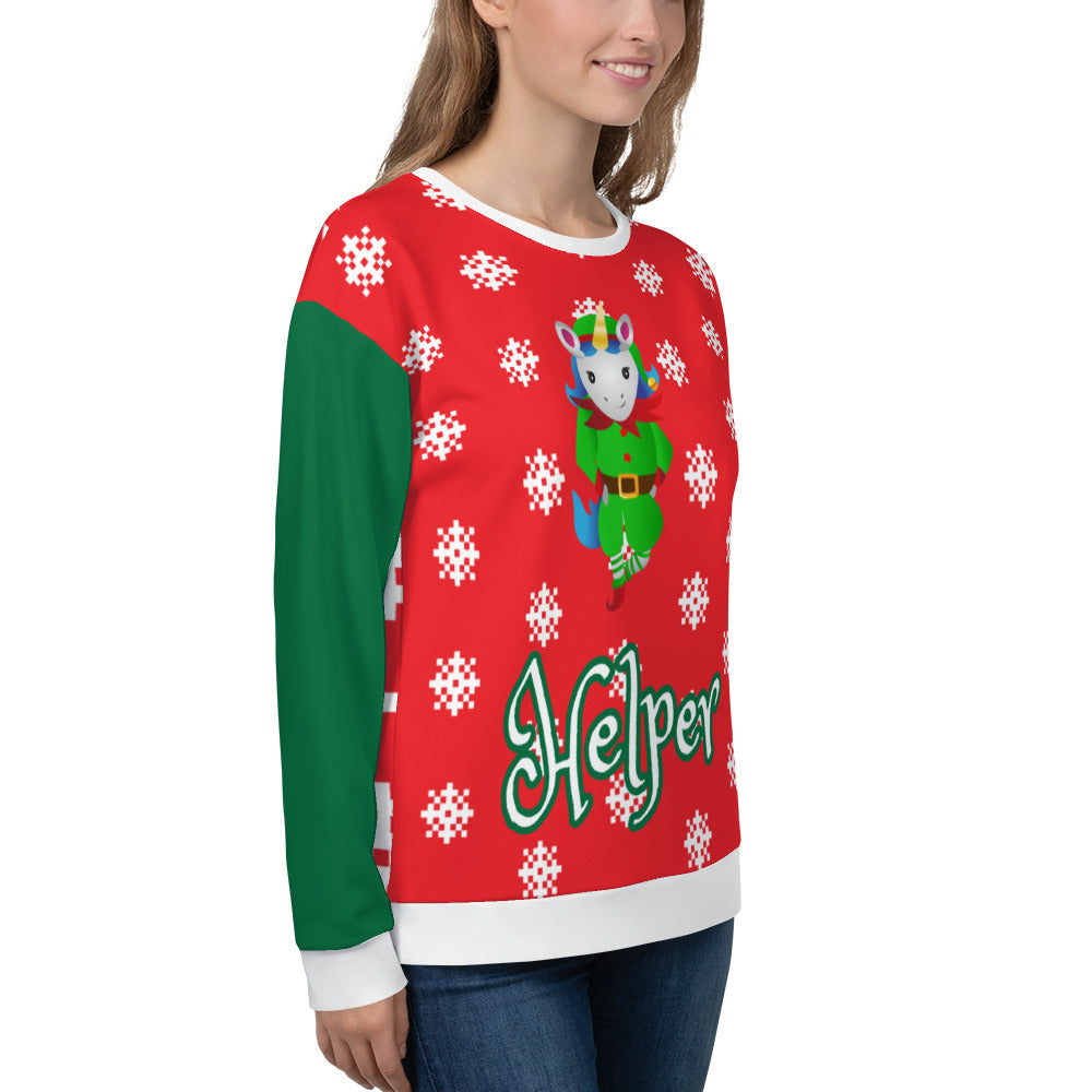 Helper Unicorn Ugly Christmas Sweatshirt by Sovereign