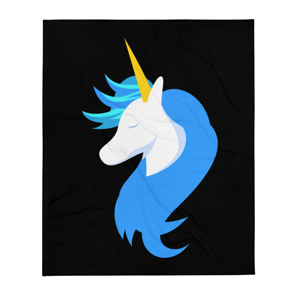 Logo Black Throw Blanket by #unicorntrends