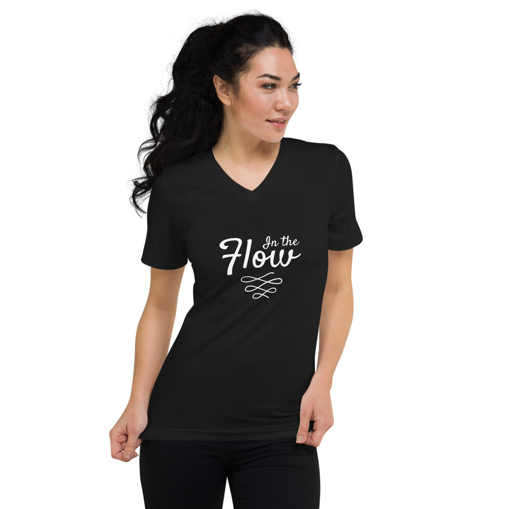 In the Flow Unisex Short Sleeve V-Neck T-Shirt by #unicorntrends